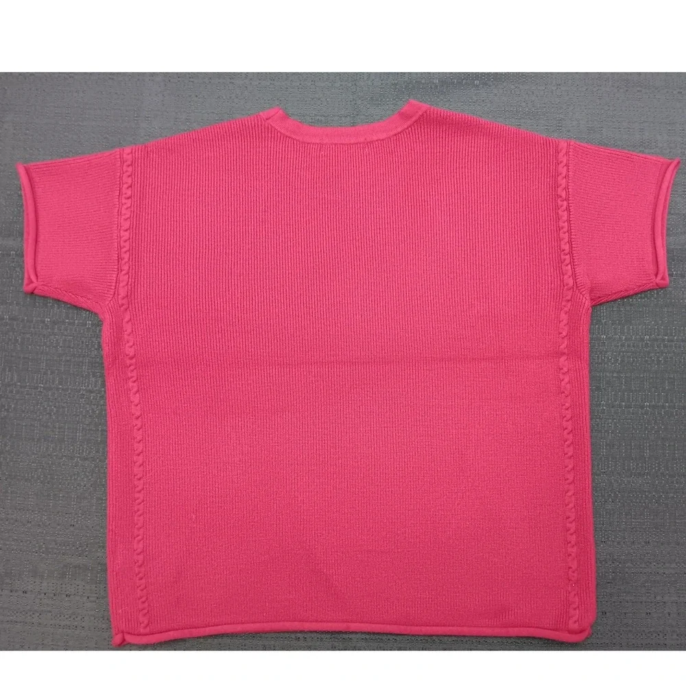 Zenana Women Pink Ribbed Knit 2 Piece Set Short Sleeve Top Wide Leg Pants M NWOT